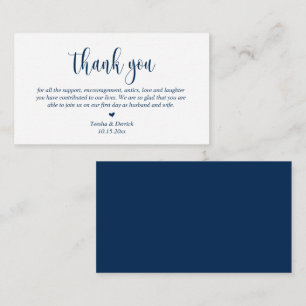 Bröllop Tack, Modern skrift, Classy Navy Blue Tilläggskort