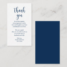Bröllop Tack, Modern skrift, Classy Navy Blue Tilläggskort
