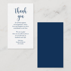 Bröllop Tack, Modern skrift, Classy Navy Blue Tilläggskort