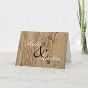 Bröllop Tack Natural Woodgrain Photo Rustic Kort