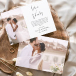 Bröllop Tack Photo Elegant Modern<br><div class="desc">Tack,  bröllop,  ni kort som har ett foto på framsidan och baksidan. Tack-korten innehåller en modern handskriven kursiv skripttypografi som är elegant,  enkel och modern till använda efter att du bröllopsdag firande.</div>