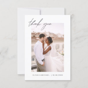 Bröllop Tack Photo Minimalist Romantic Kort