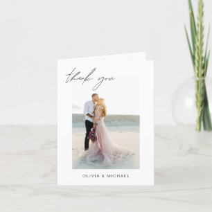 Bröllop Tack Photo Minimalist Romantic Kort