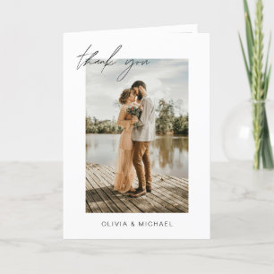 Bröllop Tack Photo Minimalist Romantic Kort