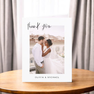 Bröllop Tack Photo Minimalist Romantic Kort