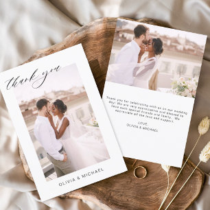 Bröllop Tack Photo Minimalist Romantic Kort