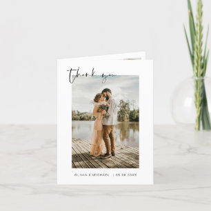 Bröllop Tack Photo Minimalist Romantic Kort