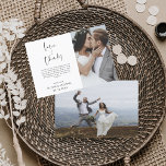 Bröllop Tack Photo Simple Elegant<br><div class="desc">Tack,  bröllop,  ni kort som har ett foto på framsidan och baksidan. Tack-korten innehåller en modern handskriven kursiv skripttypografi som är elegant,  enkel och modern till använda efter att du bröllopsdag firande.</div>