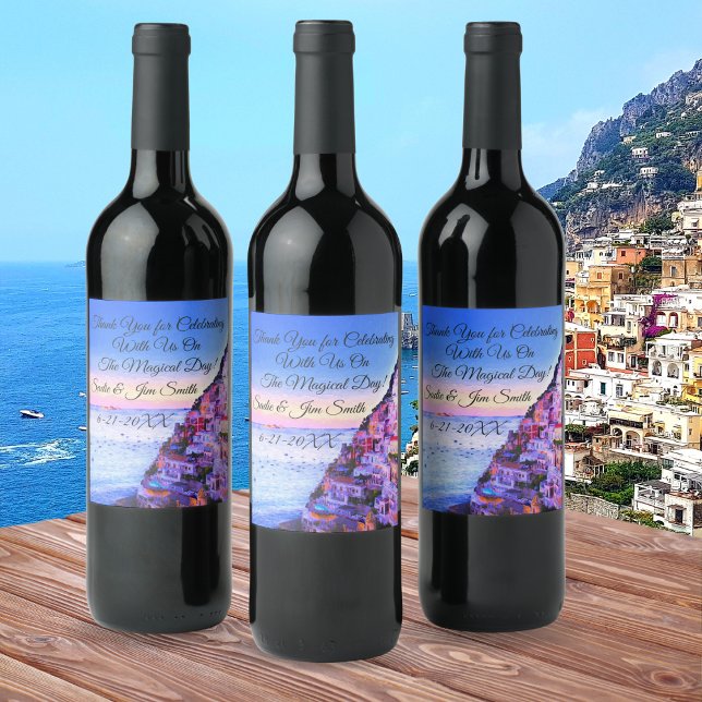 Bröllop Tack Positano Italien Vin Etikett (Skapare uppladdad)