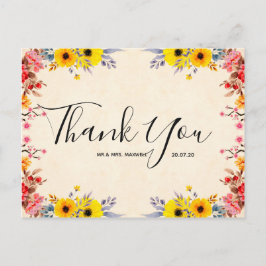 Bröllop Tack Romantisk Blommigt-vykort Vykort