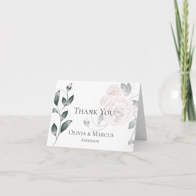Bröllop Tack | Rosa av vattenfärg Dusty Ro Kort (Framsida)