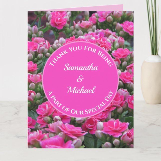 Bröllop Tack Rosa Flowers Guest Avskrivning (Framsida)
