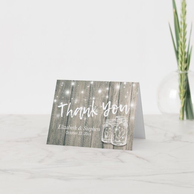 Bröllop Tack Rustika Ljus Mason Järn Ljusstakar Kort (Framsida)