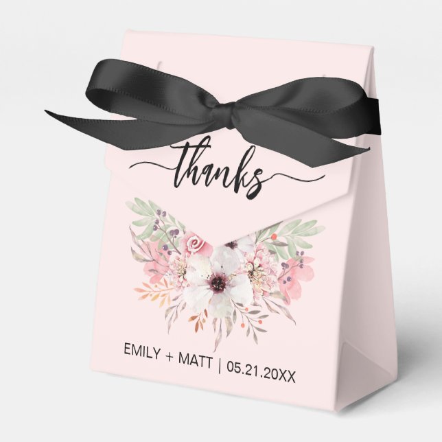 Bröllop Tack Rustika Rosa Blommiga Förmånslådor Presentaskar (Framsidan Sidan)