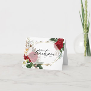 Bröllop Tack Scarlet Peony Blommigt Kort