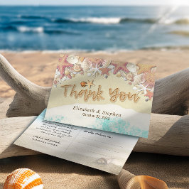 Bröllop Tack Sommar Beach Starfish Seashell Vykort