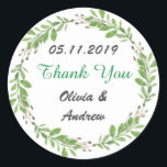 BRÖLLOP TACK STICKERS GRÖNT VINES RUNT KLISTERMÄRKE<br><div class="desc">BRÖLLOP TACK STICKERS GRÖNT VINES</div>
