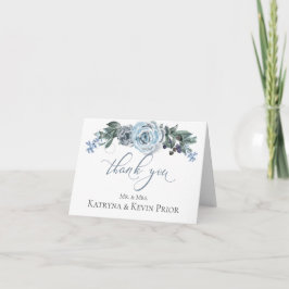 Bröllop Tack | Vattenfärg Dusty Blue Ro Kort