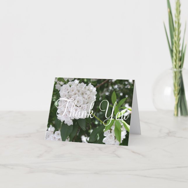 Bröllop Tack Vita Mountain Laurel Blomma Kort (Framsida)