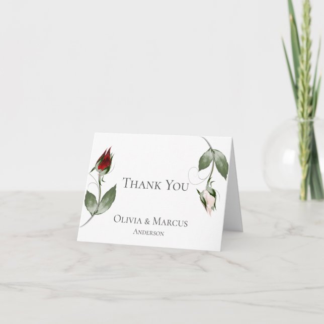 Bröllop Tack | Watercolor Dusty Ro Bud (Framsida)