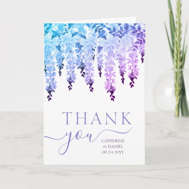 Bröllop Tack Watercolor Wisteria Blommigt (Framsida)
