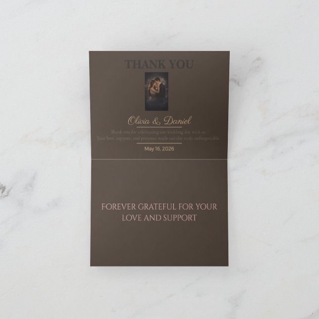 Bröllop Tackkort | Eleganta Tacksamhetsbrev (Inuti)