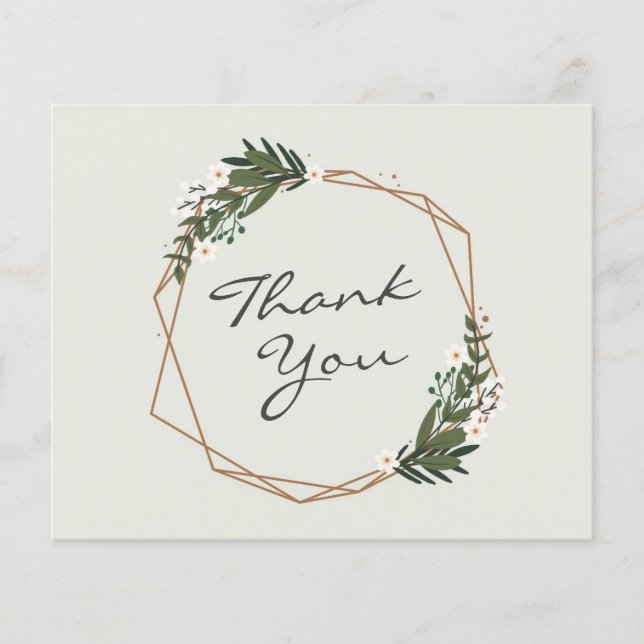 Bröllop tackkort för Guld Geometric Budget - (Framsida)