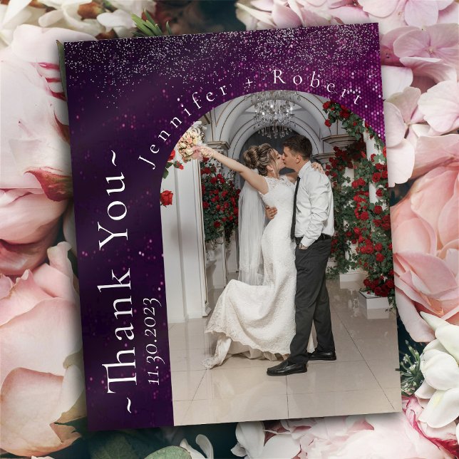 Bröllop tackkort för lila Sparkly Budget Flygblad (Skapare uppladdad)