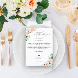 Bröllop Tackkort i stället för förmånskort Meny<br><div class="desc">Tack till alla vänner och familj med bröllop tackkort! Utformningen har ömtåliga  blommor och det mest elegant skriptteckensnittet. Redigera direkt på Zazzle med ditt tackmeddelande,  namn och bröllopsdatum!</div>