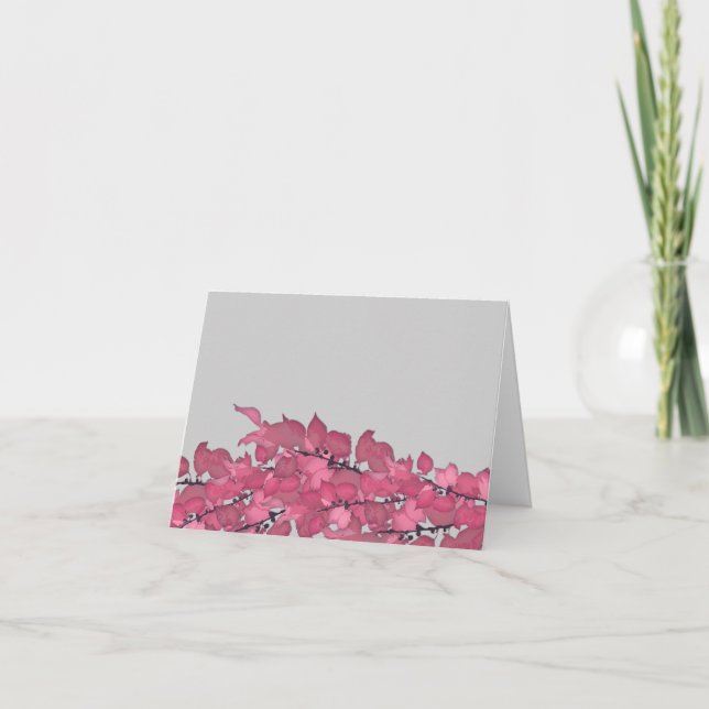 Bröllop Tackkort-kort med Löv Tack Kort (Framsida)