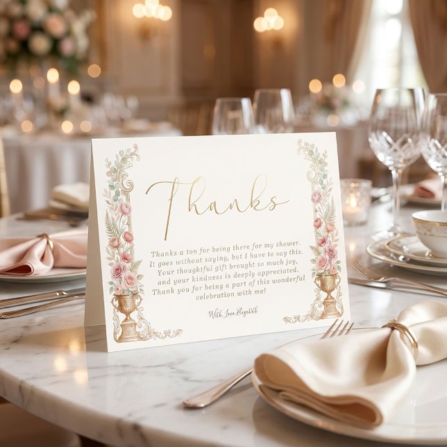 Bröllop tackkort med rosor i pastellfärg kort (Blush Floral Wedding Thank You Card #pinkblush #weddingfloral #springbloom #dreamy #magically #chick)