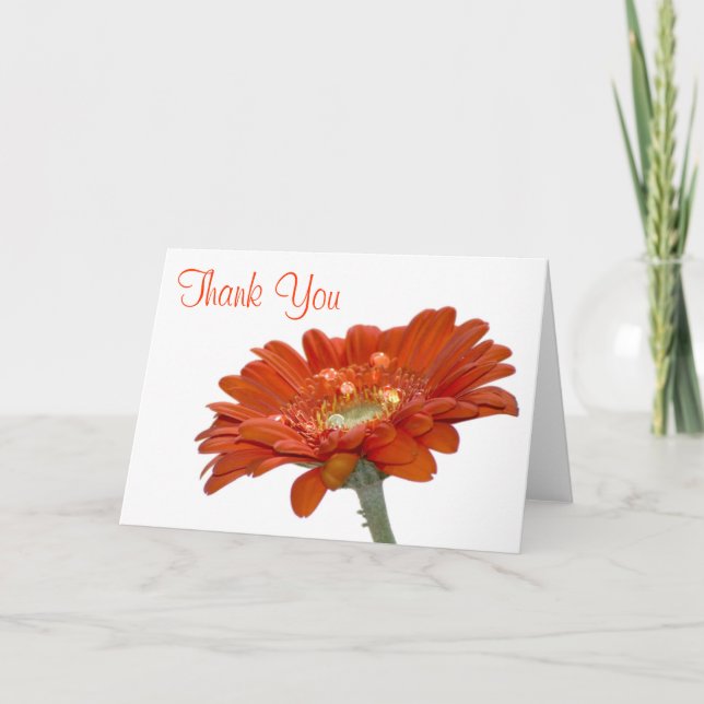 Bröllop tackkort - Orange Daisy Gerbera (Framsida)