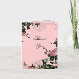Bröllop tackkort - Trellis Rose Vintage