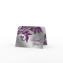 Bröllop Tacksamhetskort Blad Glitter Lila