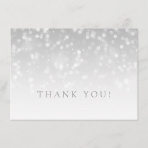 Bröllop Tacksamhetskort Silver Bokeh Gnistrande Lj Tack Kort