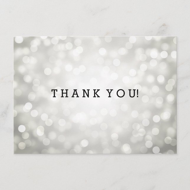 Bröllop Tacksamhetskort Silver Glitterljus Tack Kort (Framsida)