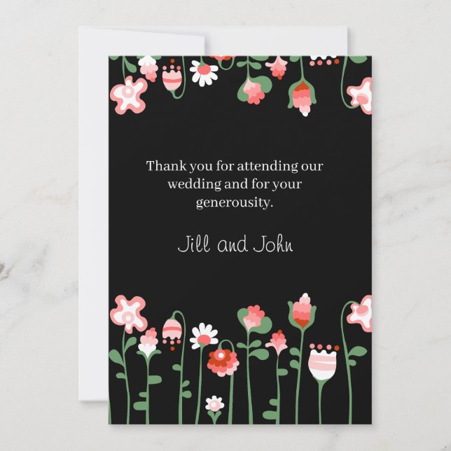 Bröllop Tacksamhetskort Vildblomma Mörk Tack Kort (Framsida)