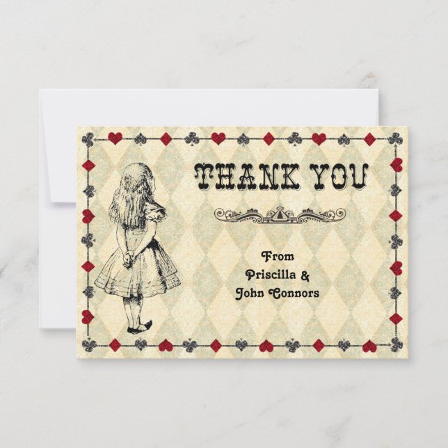 Bröllop Tank du-kort, Alice i Underlandet Tack Kort (Framsida)