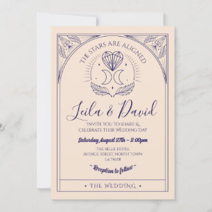 Bröllop Tarot Måne Hjärtar under inbjudan