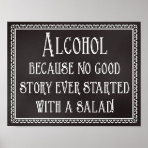 Bröllop-tecken Alcohol No Bra Story Starw Salad Poster