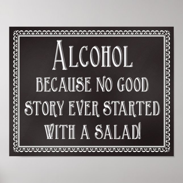 Bröllop-tecken Alcohol No Bra Story Starw Salad Poster (Framsidan)