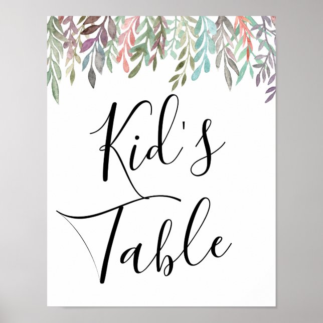 Bröllop-tecken - Barn Watercolor Greenery Poster (Framsidan)