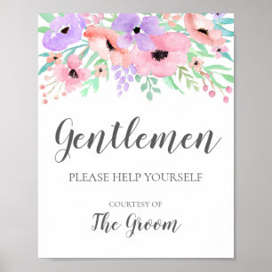 Bröllop-tecken - Blommigt-tecken för Bathroom Bask Poster