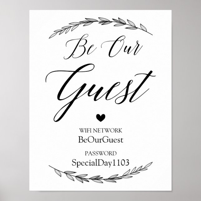 Bröllop-tecken - Bröllop-tecken för WiFi-lösenord Poster (Framsidan)
