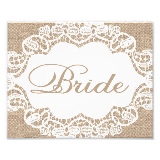 Bröllop-tecken - Burlap & Snöre - Bride - Fototryck