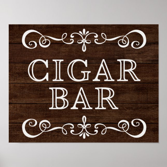 Bröllop-tecken - Cigar Pub Rustic Bröllop-tecken Poster (Framsidan)