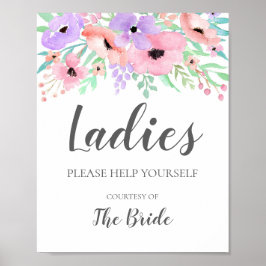 Bröllop-tecken - Dam Bathroom Basket Blommigt-teck Poster