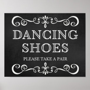 Bröllop-tecken - Dancing Shoes Chalkboard-tecken Poster
