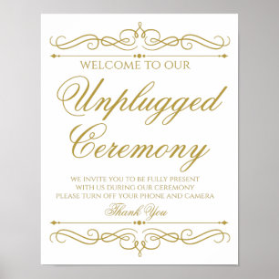 Bröllop-tecken Elegant Guld Swirl Calligraphy Poster