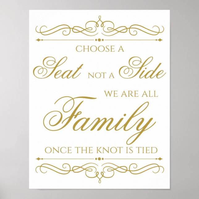 Bröllop-tecken | Elegant Guld Swirl Calligraphy Poster (Framsidan)